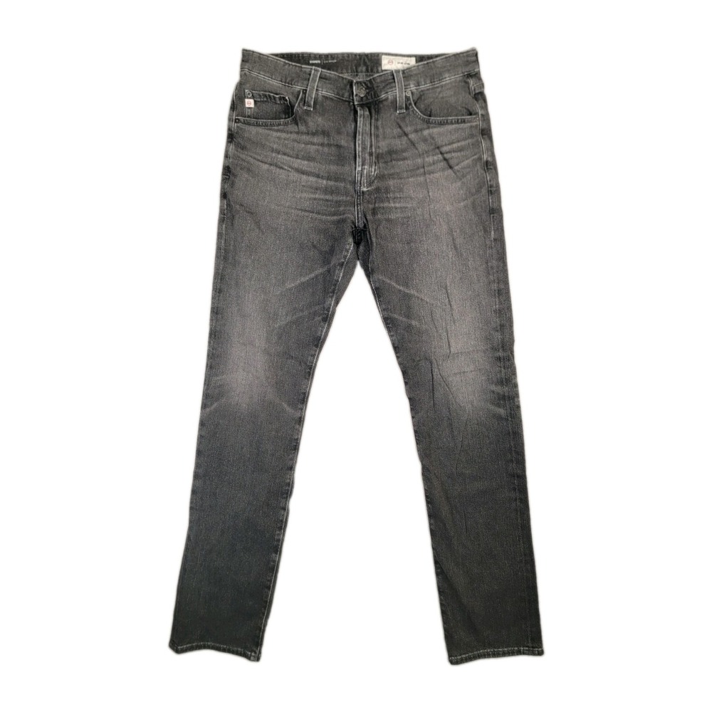AG Adriano Goldschmied Everett Jeans Mens 32x33 Slim Straight Faded Black Grunge